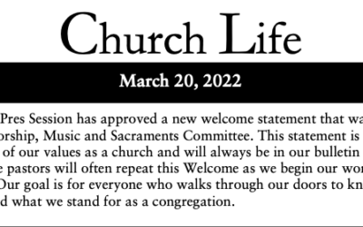 Church Life, March 20, 2022