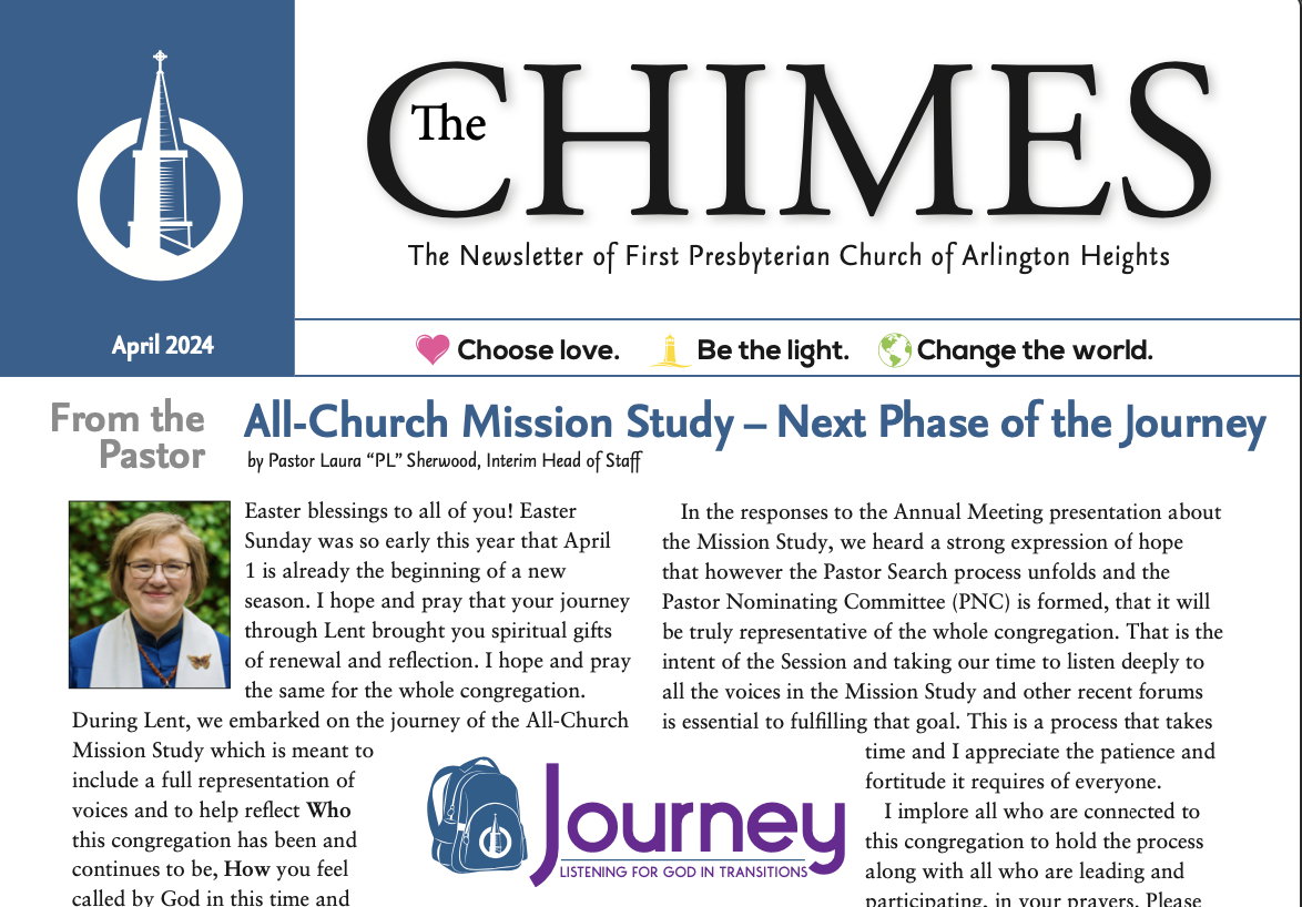 Chimes, April 2024 - First Presbyterian Church of Arlington Heights